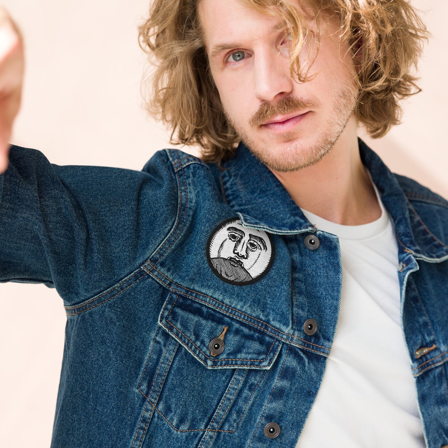 Vintage Moon Man Illustration Embroidered patches