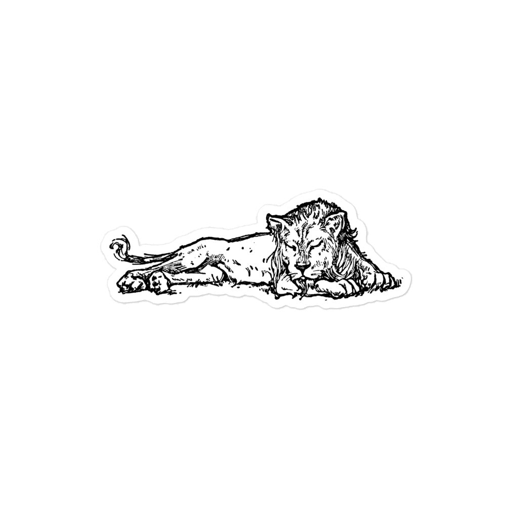 Sleeping Lion Vintage Illustration Kiss-cut Sticker