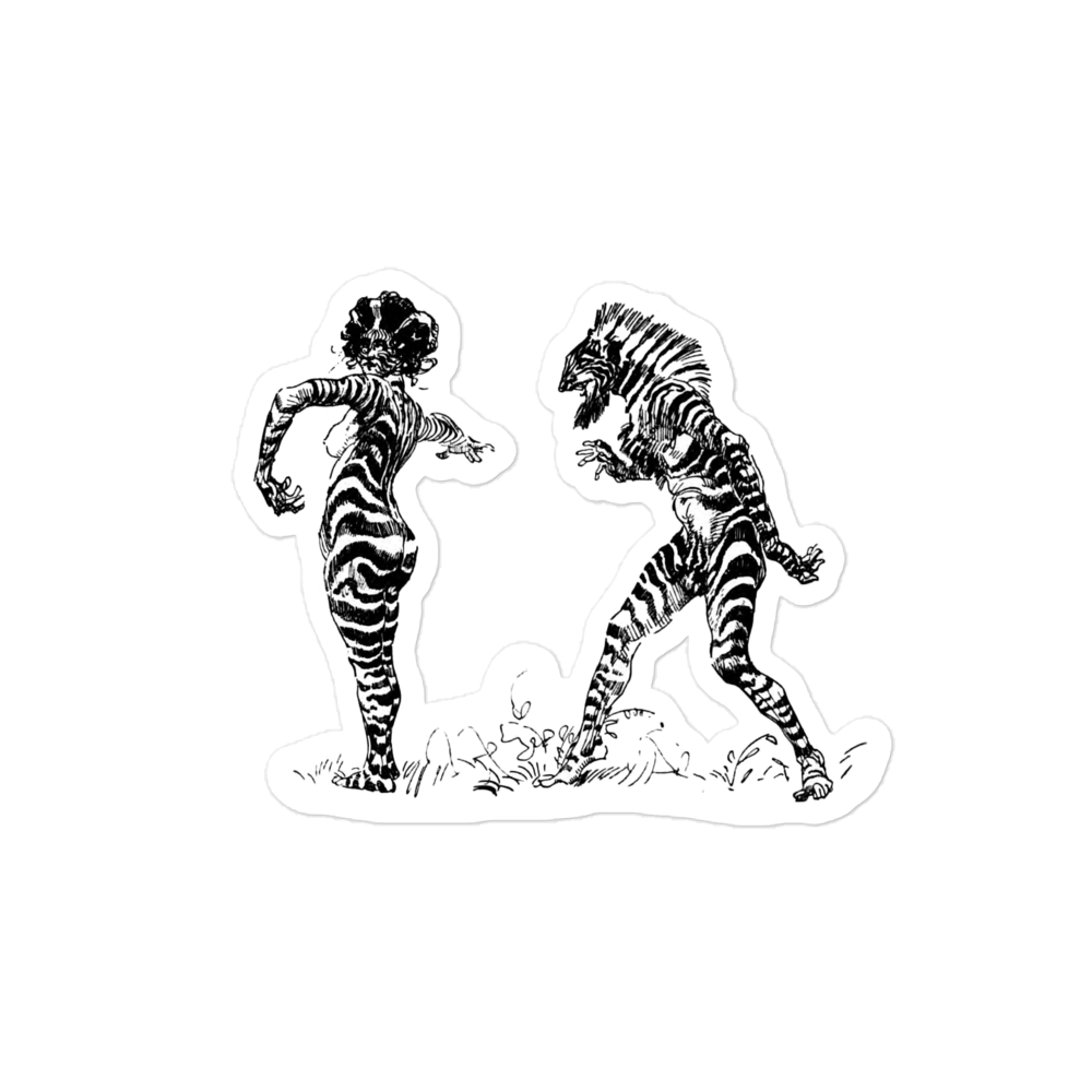 Zebra People Illustration by Heinrich Kley from Der Orchideengarten (1919) Kiss-cut Sticker