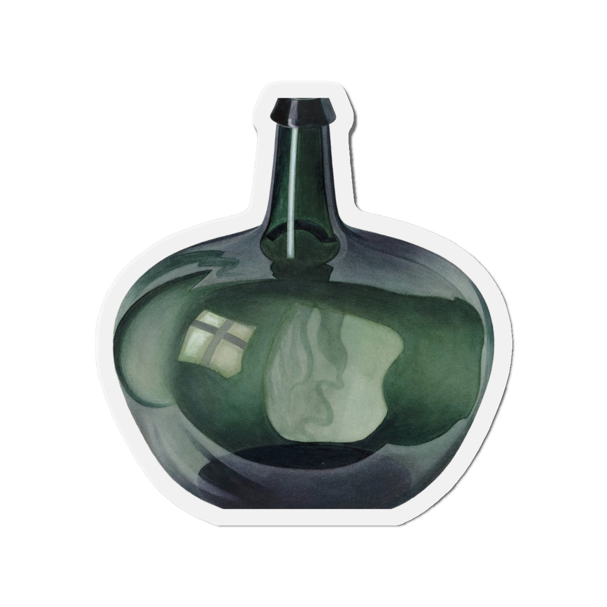 Glass Bottle Antique Green Die-Cut Magnets