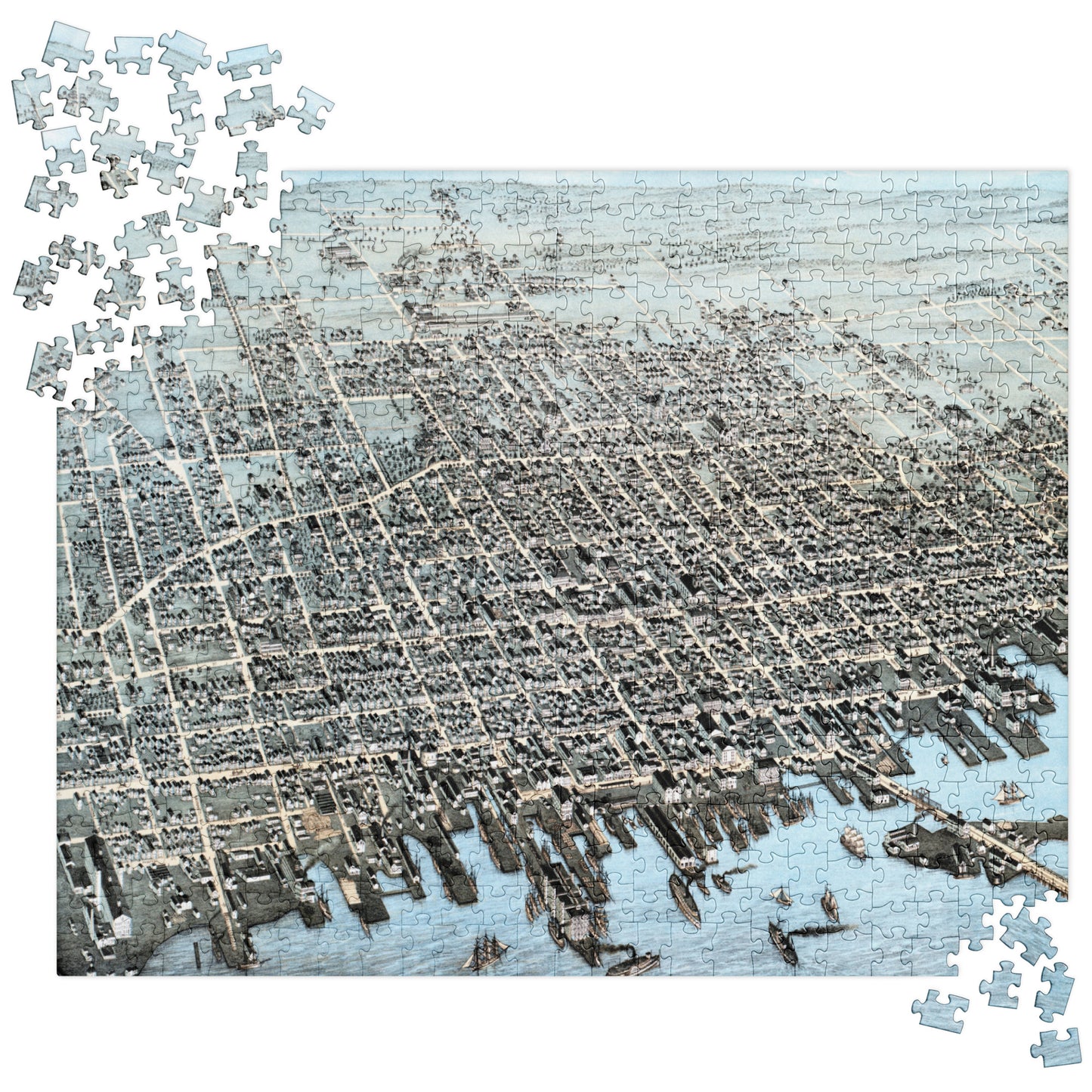 New Bedford Massachusetts Map 1876 Antique Jigsaw puzzle