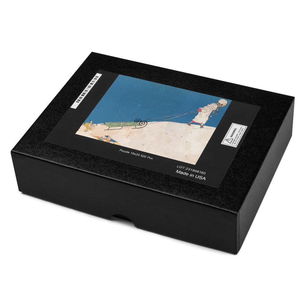 Girl with Snow Sled Endpapers from Sunny Rhymes for Happy Children 1917 Jigsaw Puzzle