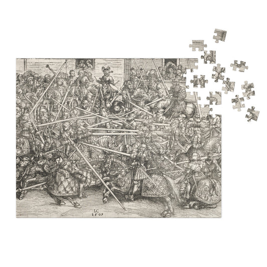 The Tournament with Lances by Lucas Cranach the Elder (1509) Jigsaw puzzle with tin