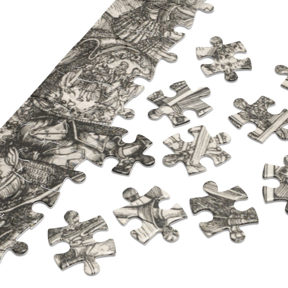 The Tournament with Lances by Lucas Cranach the Elder (1509) Jigsaw puzzle with tin