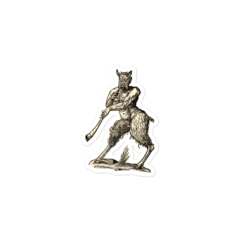 Ulisse Aldroandi's Monsters: Satyr Playing a Trumpet (1642) Kiss-cut Sticker