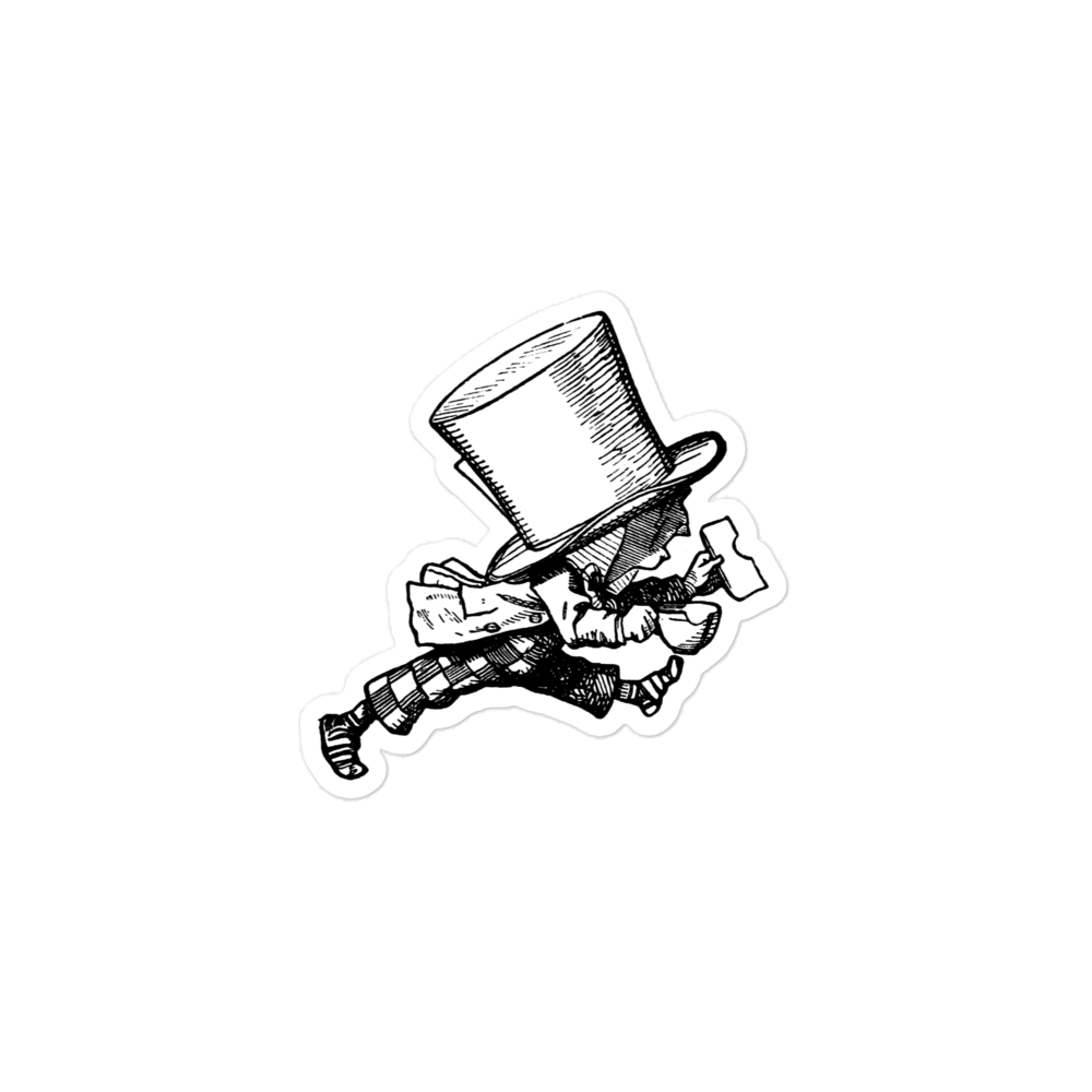 The Hatter Running with Tea and Bread-and-Butter by John Tenniel from Alice's Adventures in Wonderland Kiss-cut Sticker