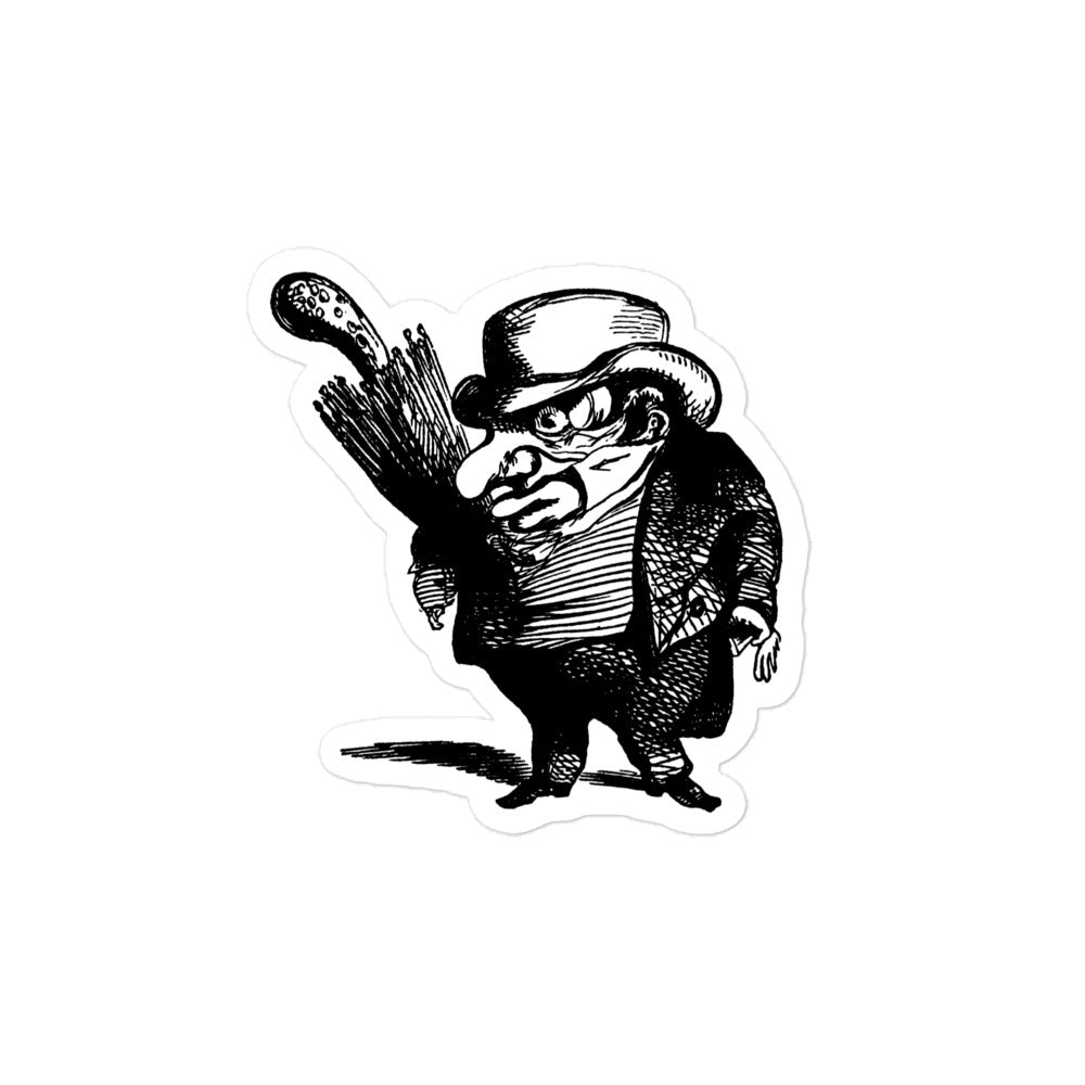 Squat Victorian Gentleman in a Bowler Hat Vintage Illustration Kiss-cut Sticker
