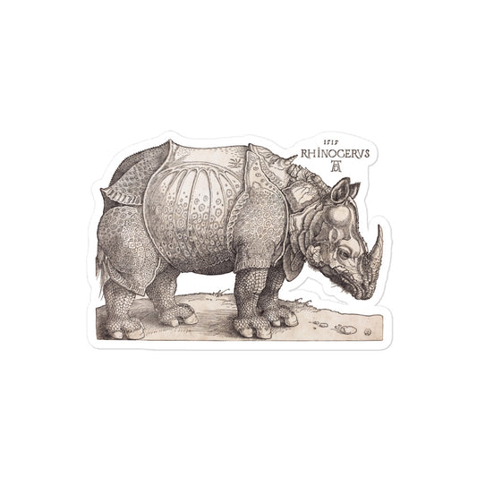 Albrecht Dürer's The Rhinoceros Woodcut Illustration 1515 Kiss-cut Sticker