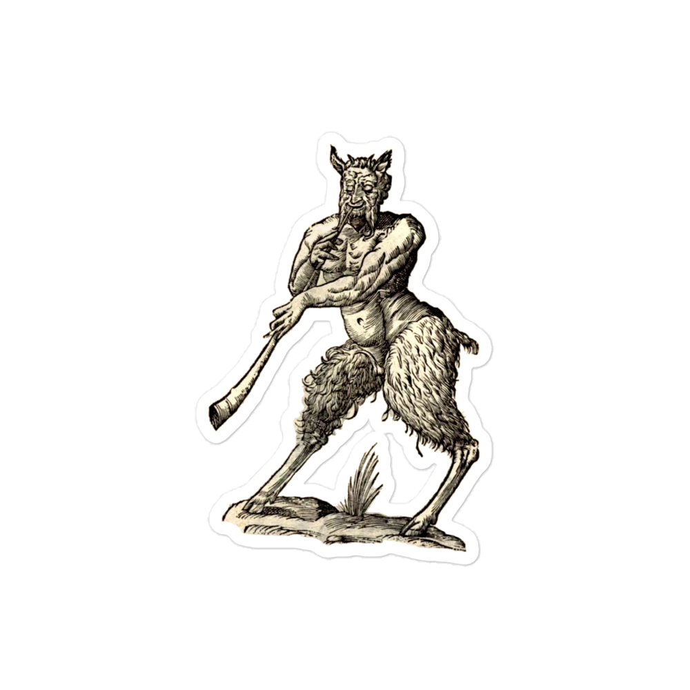 Ulisse Aldroandi's Monsters: Satyr Playing a Trumpet (1642) Kiss-cut Sticker