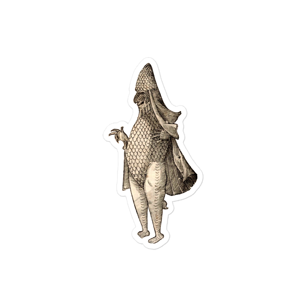 Ulisse Aldroandi's Monsters: Sea Monster Acting Like a Bishop (1642) Kiss-cut Sticker