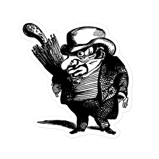 Squat Victorian Gentleman in a Bowler Hat Vintage Illustration Kiss-cut Sticker