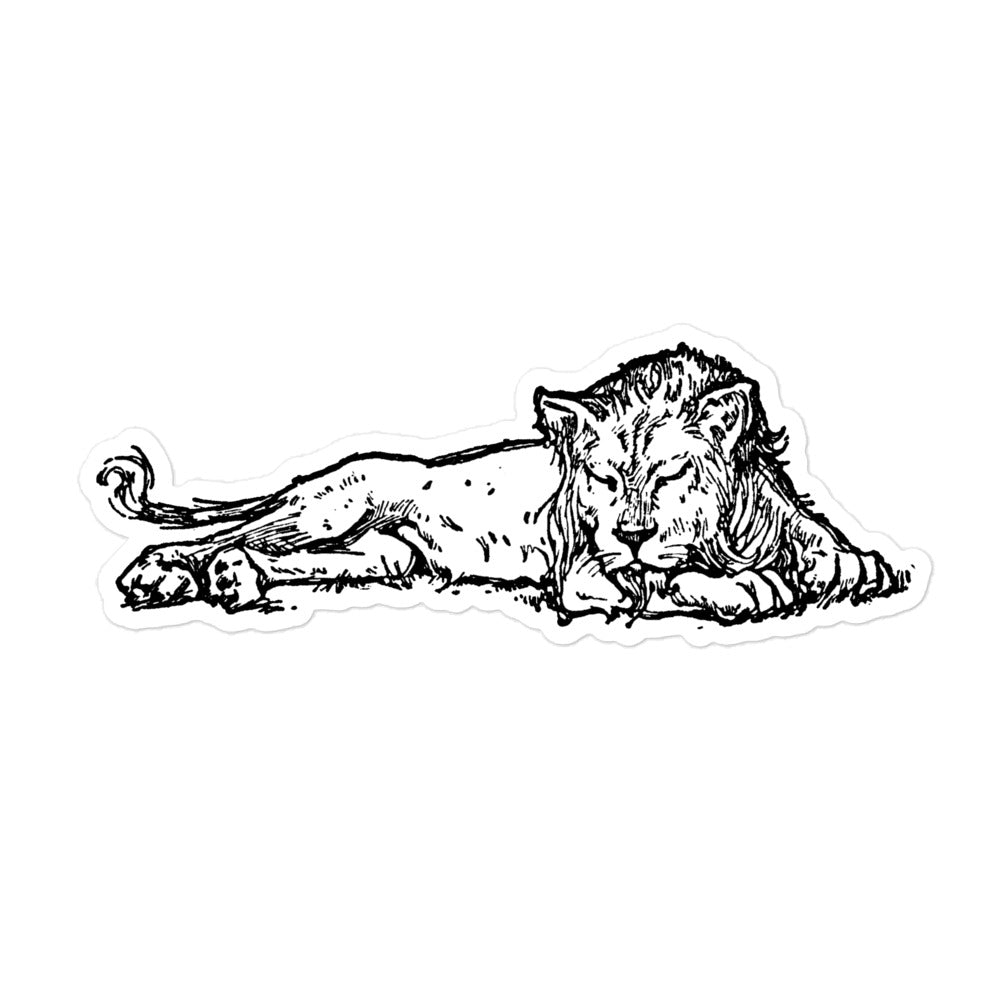 Sleeping Lion Vintage Illustration Kiss-cut Sticker