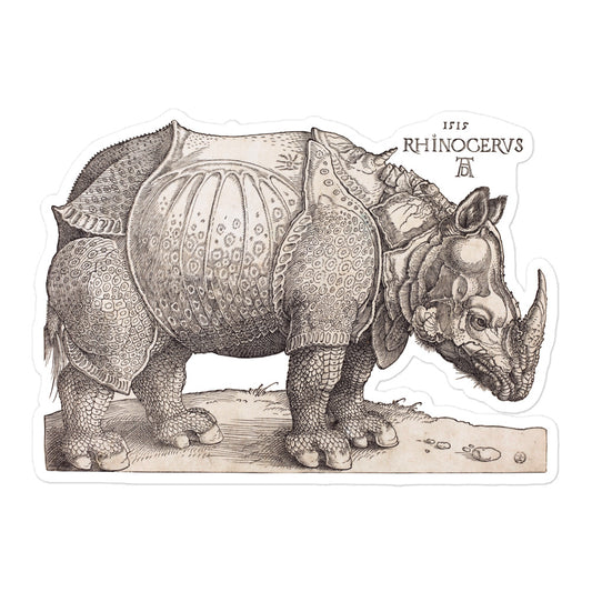 Albrecht Dürer's The Rhinoceros Woodcut Illustration 1515 Kiss-cut Sticker