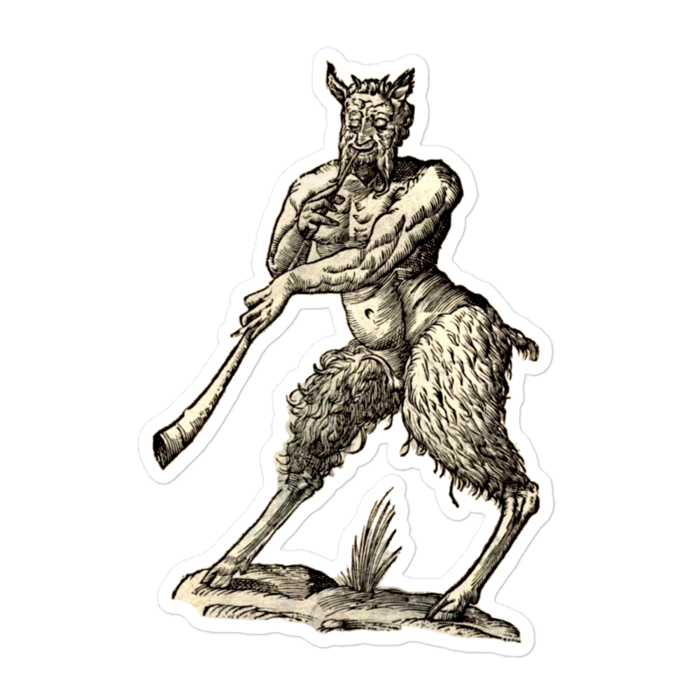 Ulisse Aldroandi's Monsters: Satyr Playing a Trumpet (1642) Kiss-cut Sticker