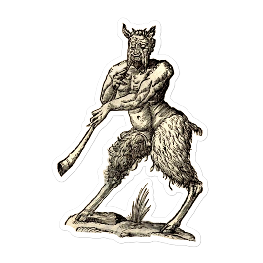 Ulisse Aldroandi's Monsters: Satyr Playing a Trumpet (1642) Kiss-cut Sticker