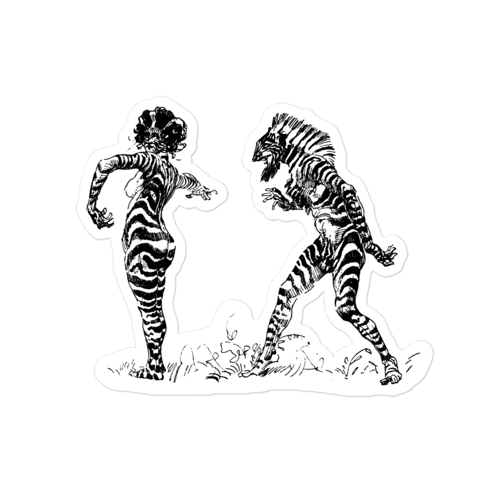 Zebra People Illustration by Heinrich Kley from Der Orchideengarten (1919) Kiss-cut Sticker