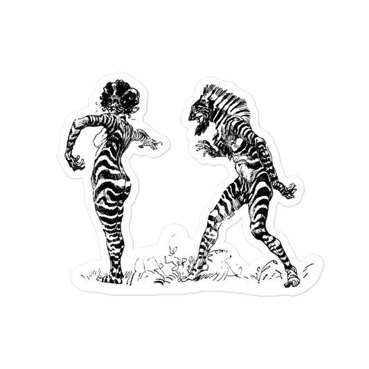 Zebra People Illustration by Heinrich Kley from Der Orchideengarten (1919) Kiss-cut Sticker
