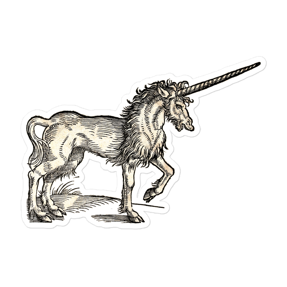The Unicorn by Conrad Gessner (1551) Kiss-cut Sticker